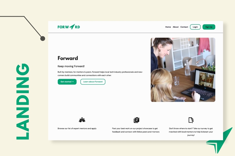 a mockup image of Forward's website