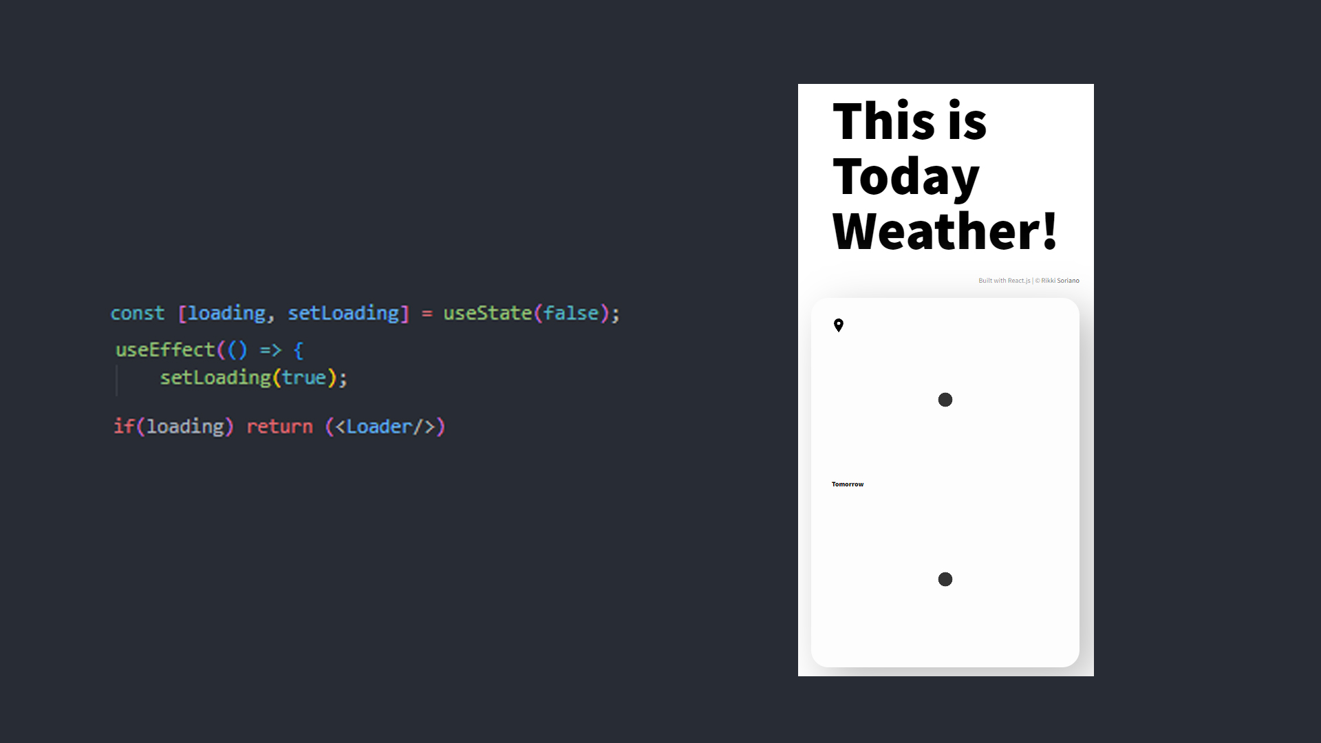 A coding snippet of the fetch function usage